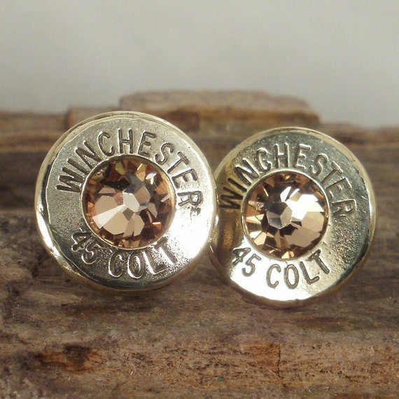 Bullet Earrings - Stud Earrings - Ultra Thin - Colt 45 - Gold Rush