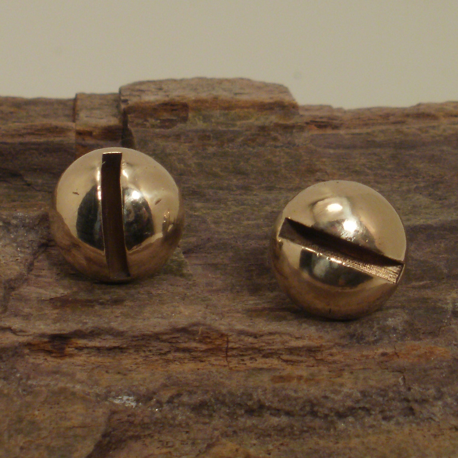 Screw Head Earrings - Stud Earrings - Brass