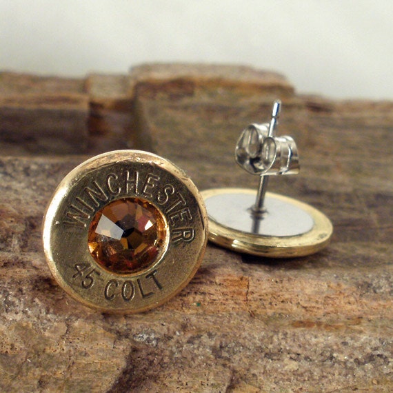 Bullet Earrings - Stud Earrings - Ultra Thin - Colt 45 - Sunrise