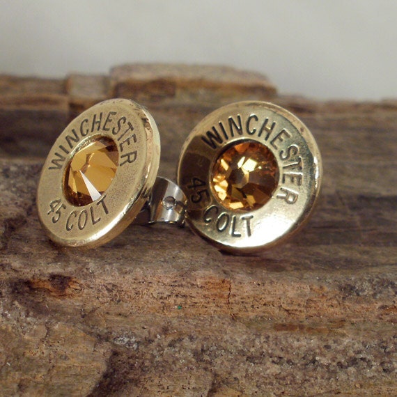 Bullet Earrings - Stud Earrings - Ultra Thin - Colt 45 - Sunrise