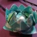 Set of 2 Paper Origami Lotus Flower Hairpins - Aqua / Teal with White Pearl Bead