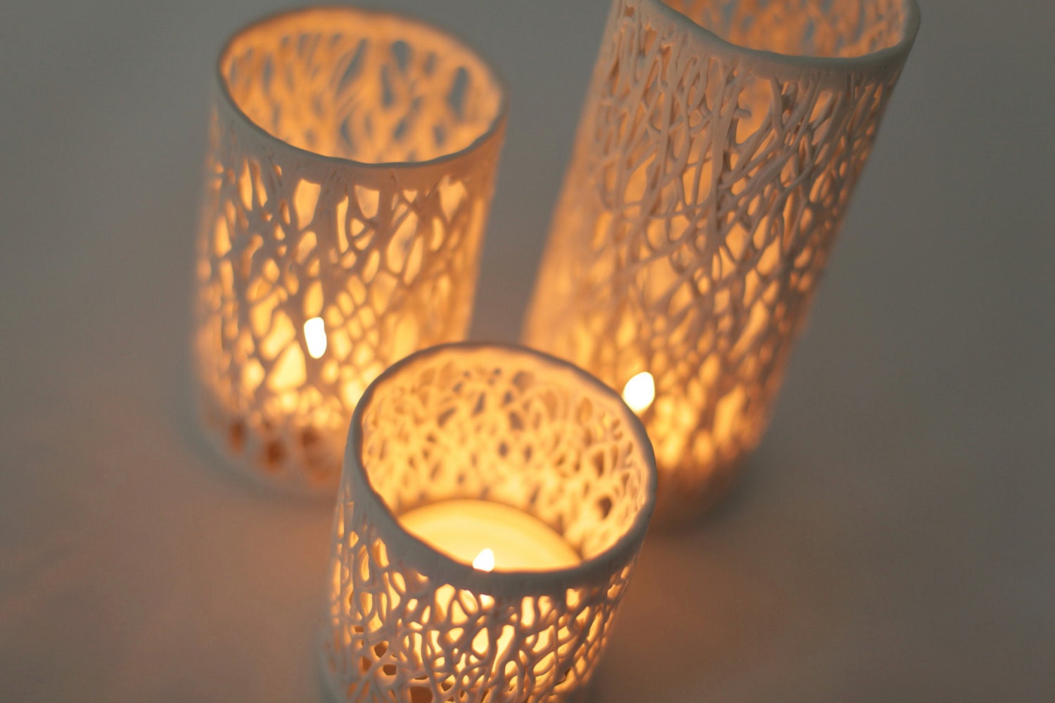 Branches of light (3 set) - porcelain candle holder by Hajime Design