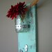 Handmade wall toothbrush holder or vase with key hook light turquoise