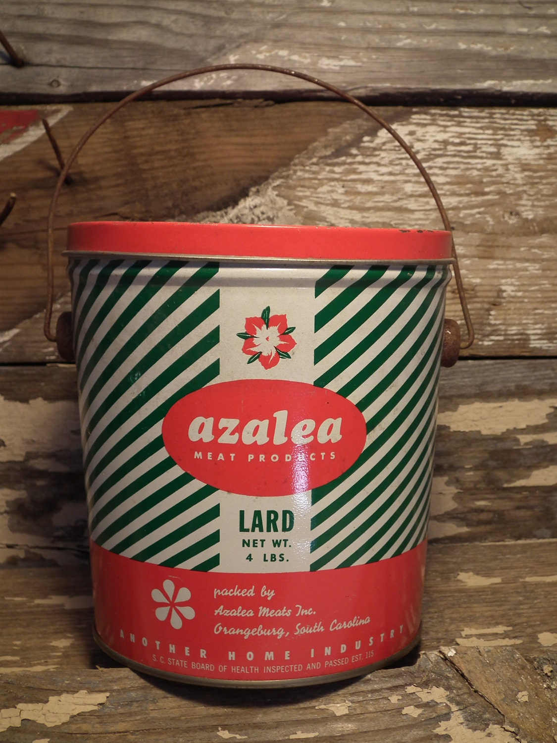 Vintage Azalea Lard Bucket