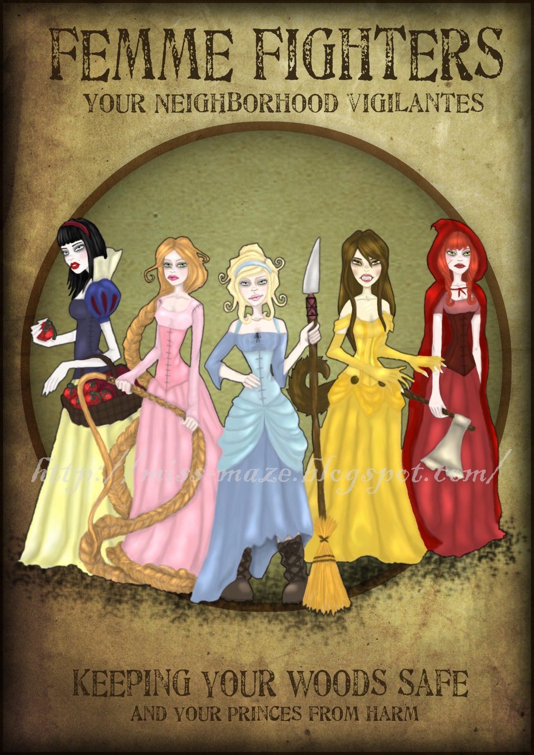Fairytale Fighters: Femme Fighters Illustration A4 Gloss Print
