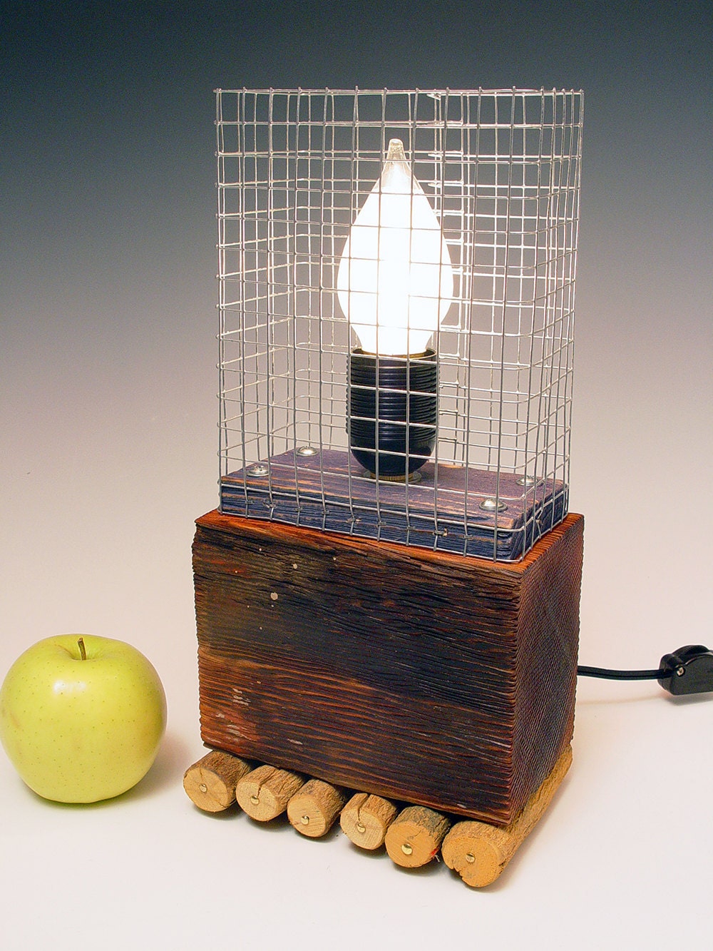 Table lamp. Desk Lamp.  One of a kind. Industrial, steam punk, cottage chic, rustic, primitive, whimsical. Recycled wood. FAST SHIPPING. 96