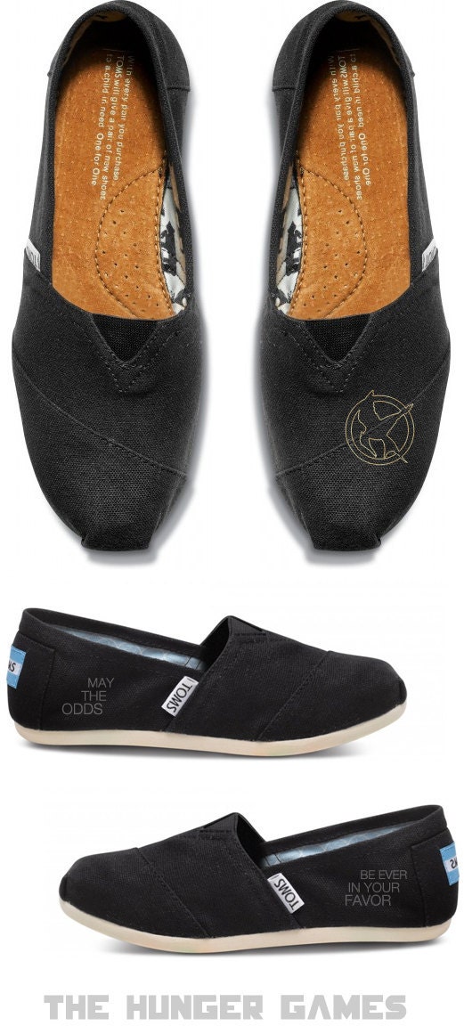Custom Embroidered The Hunger Games inspired TOMS shoes