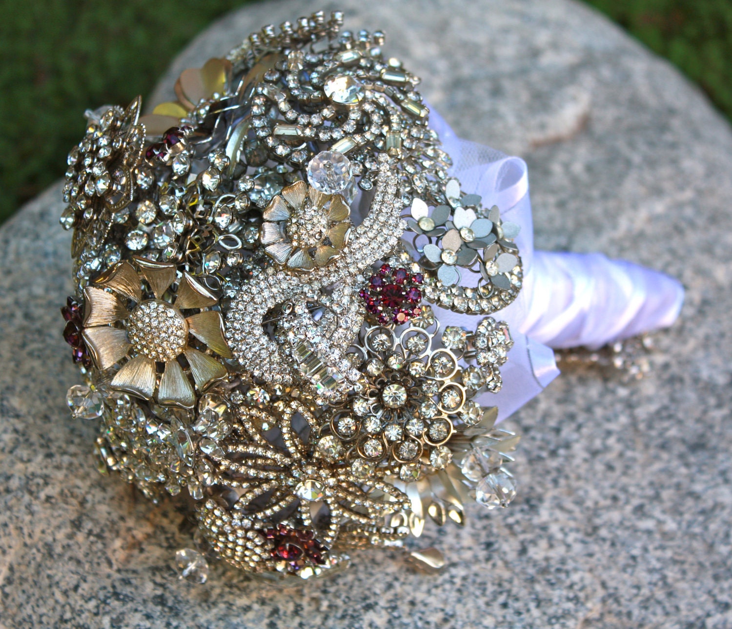 Alternative Bridal Brooch Bouquet with Rhinestone Brooches