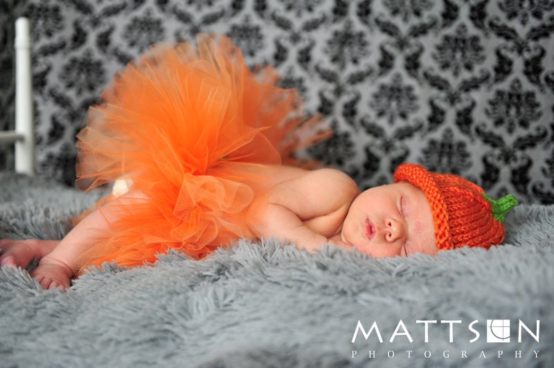 Little Pumpkin Tutu - Newborn Infant Baby Toddler Girl - Orange Halloween Costume Outfit - Photography Prop - October Baby Shower Gift