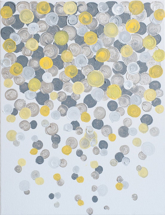11x14 Canvas Painting- Confetti: Yellow & Grey