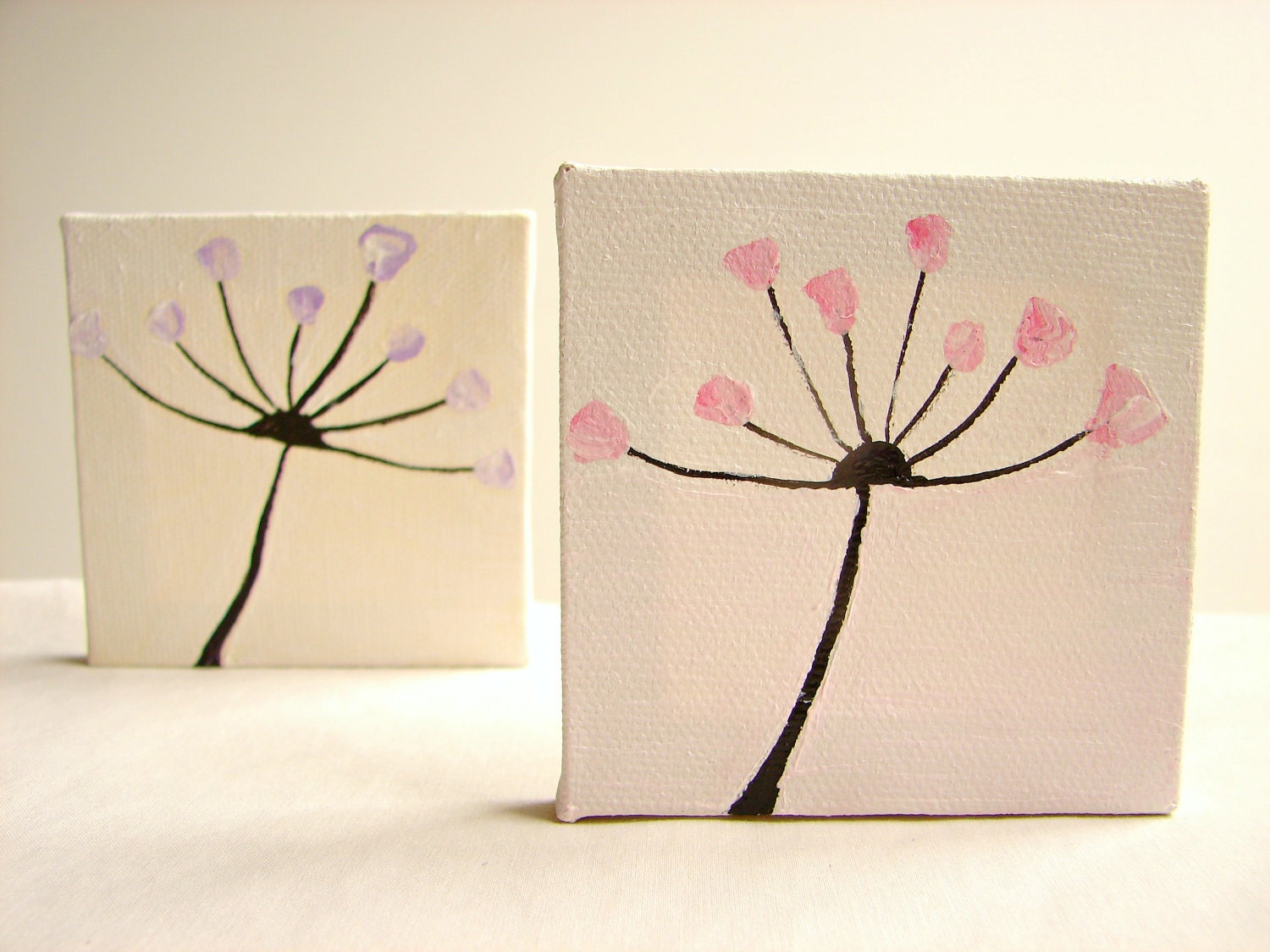 Whimsical Mini Diptych Acrylic Art- Girls Room, Girls Birthday, Nursery-Purple & Pink