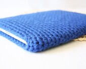 iPad sleeve,  iPad cover  or iPad case - COBALT blue - crochet tablet cover for galaxy note, kindle fire HD or nexus 7