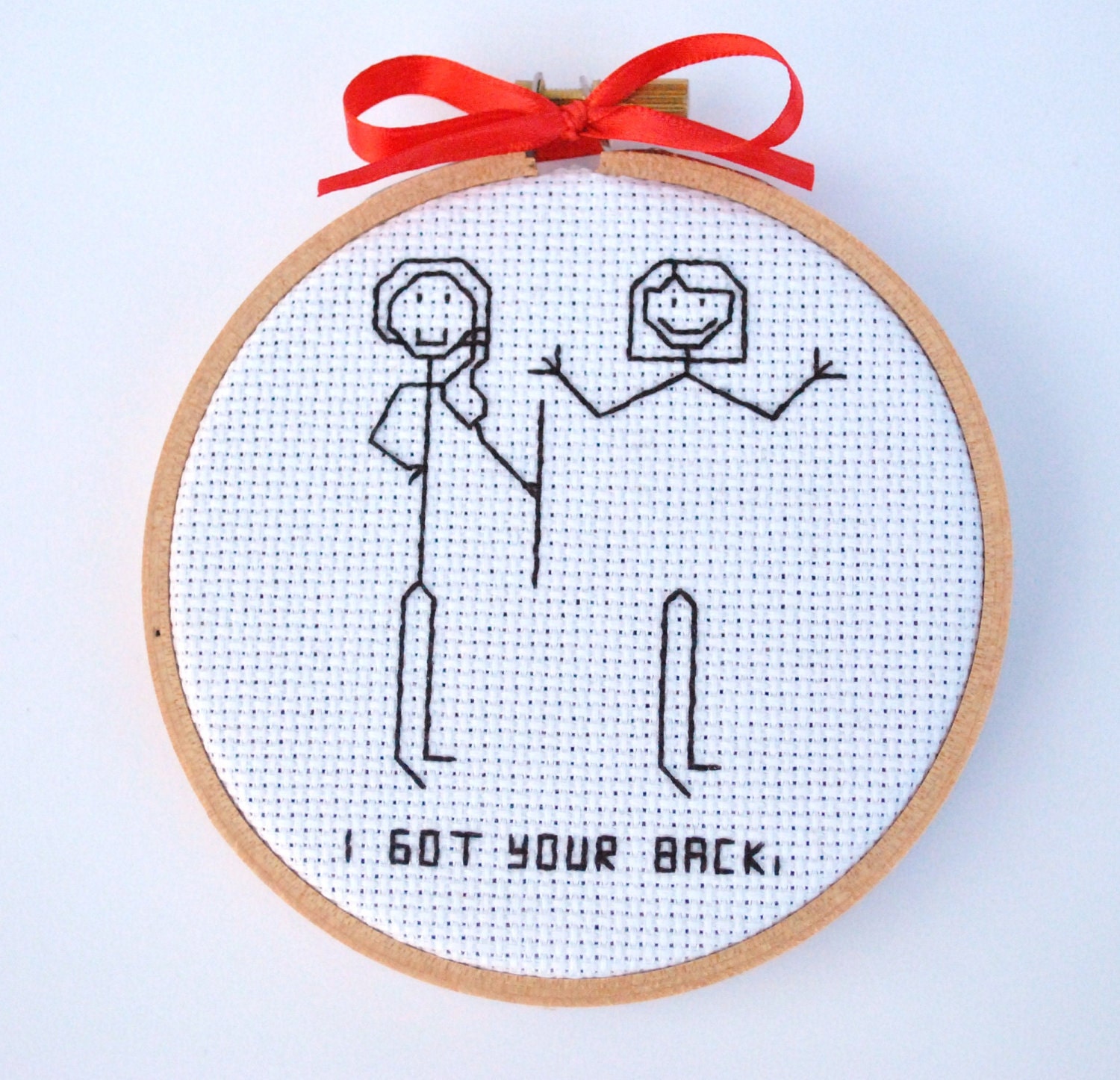 Funny Christmas Ornament, "I got your back" Stick Figure Ornament