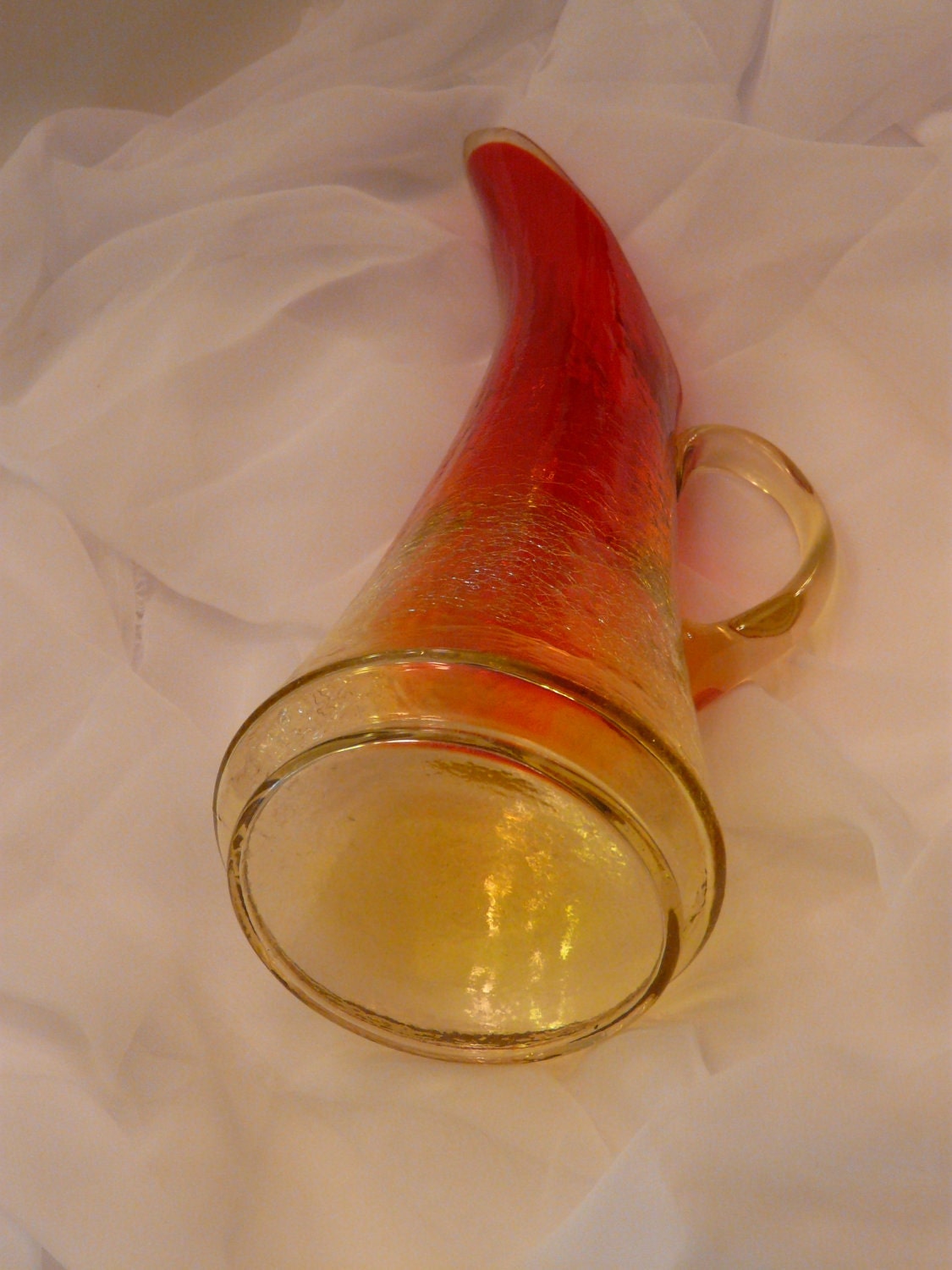 Kanawha Amberina Crackle Glass Pitcher