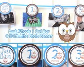 Look Whoo's 1 Owl Boy Banner Owl Banner Birthday 1 Year Banner 0 - 12 months photo banner picture holder Il_170x135