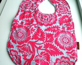 Pink Flambe Baby Bib Large Toddler Bib Flowers