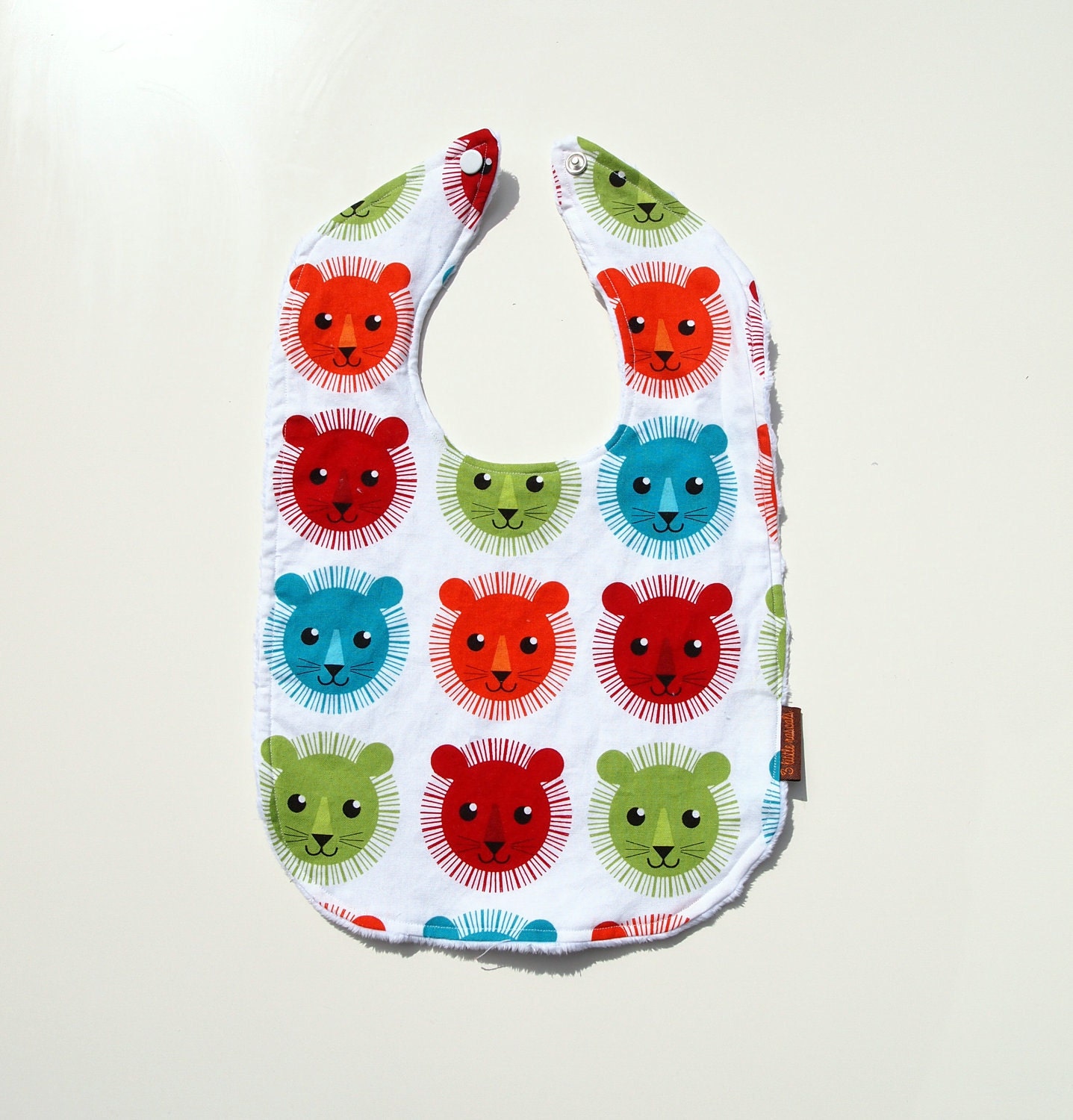 baby bib lions bright minky cotton snap summer children
