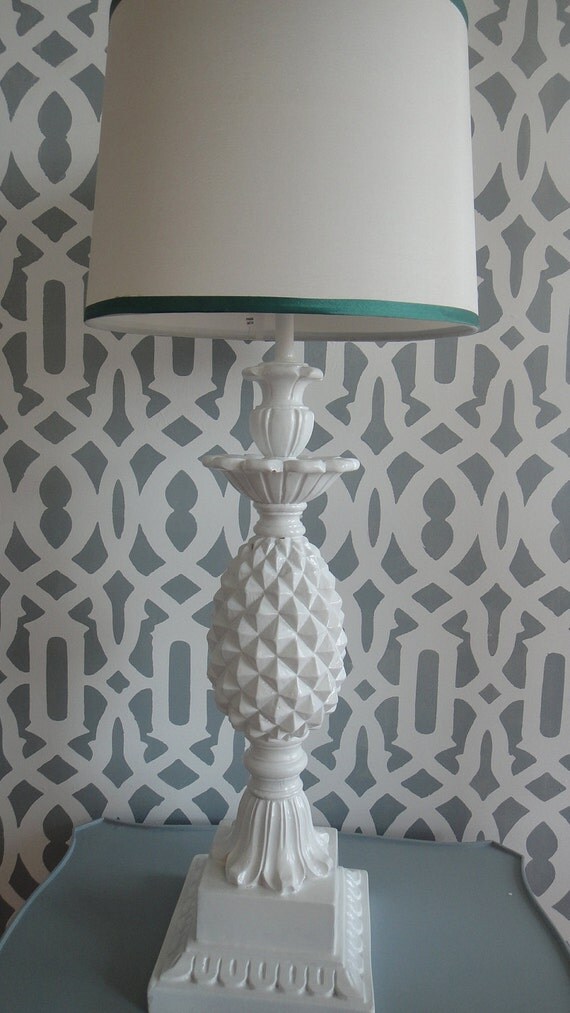 SOLD To Patricia/ Vintage MID CENTURY Pineapple Lamp White Quartite
