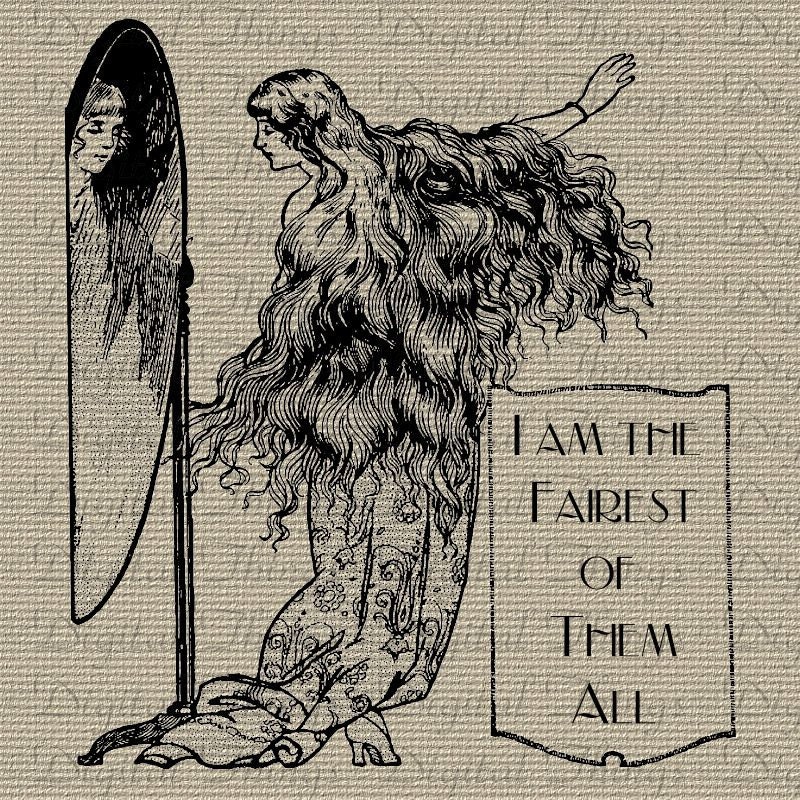 Fairy Tale Snow White Quote Fairest of Them All French Wall Decor Art Digital Download for Iron on Transfer Fabric Pillows Tea Towels DT628