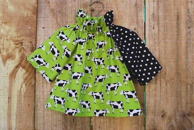 Ruffled Collar Baby Dress - Cow Print - Size 6-9m