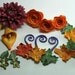 Edible Autumn flowers, fall leaves, and acorn set for cakes or cupcakes