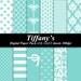 Tiffany's Digital Paper Pack (12) 12x12 sheets 300 dpi scrapbooking invitations wedding shower