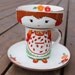 Mug, Bowl, Plate Set Stacking as Freckled Face Girl With Strawberry Apron