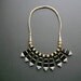 Tribal Horn Bib Necklace . Mother of Pearl . Bone . Black and White .