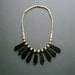 Tribal Horn Bib Necklace . Mother of Pearl . Bone . Black and White .