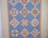 Blue and Peach Twin Size Quilt
