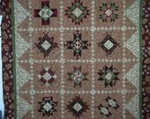 Floral Red and Tan Double Extra Long Quilt