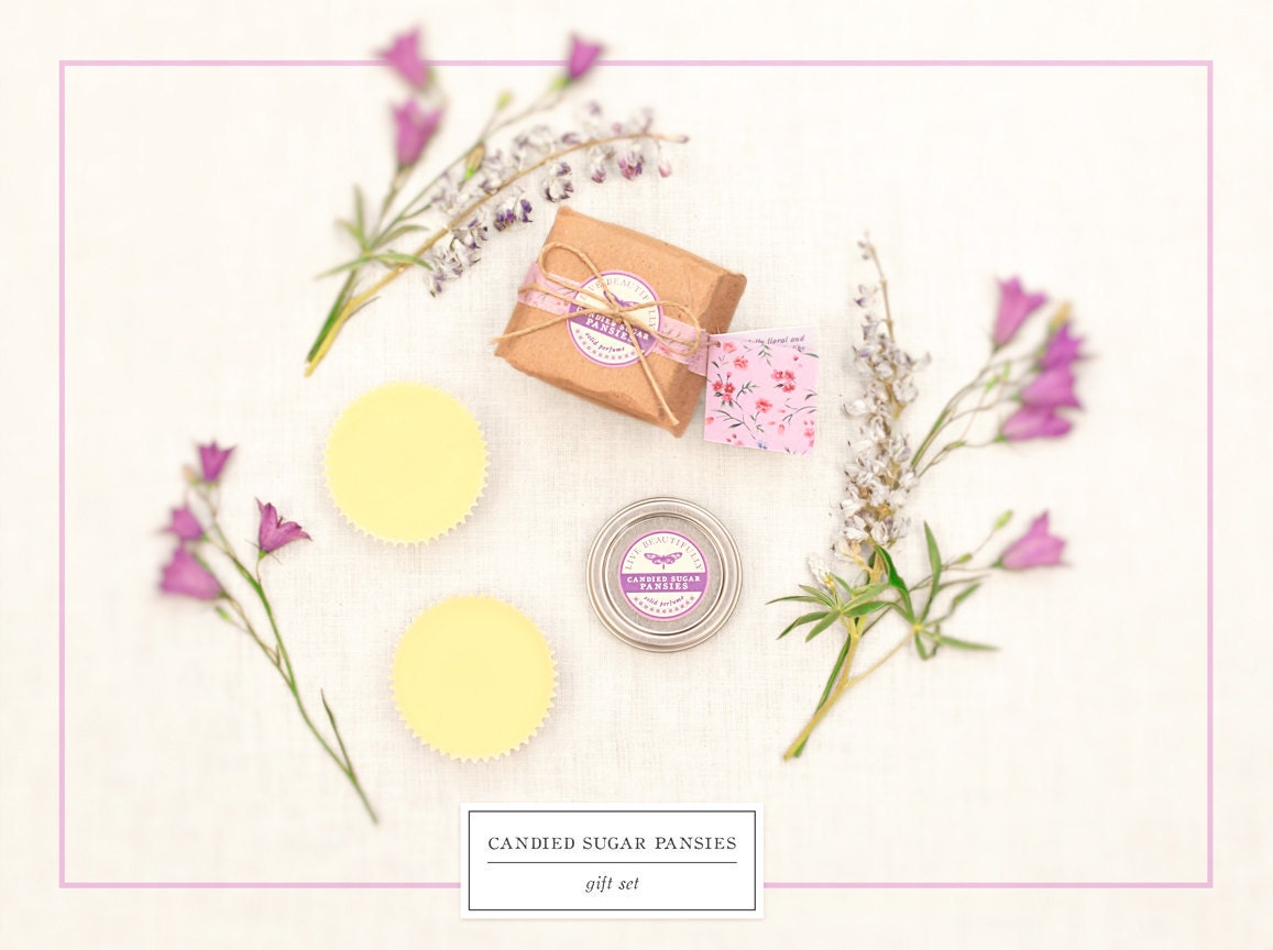 Perfume and Lotion Bars - Gift Set, Candied Sugar Pansies - Sweet Botanicals - All Natural