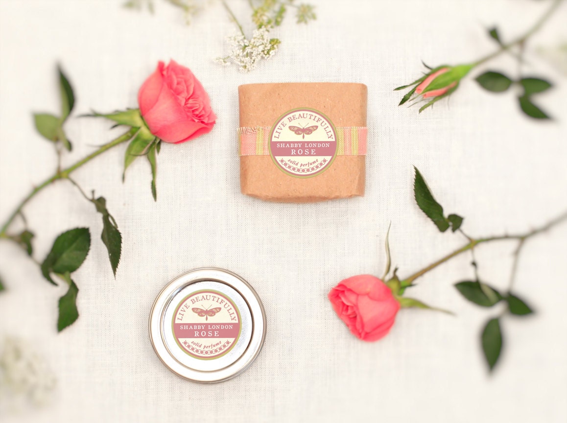 Perfume, Shabby London Rose - Florals and Misty Earth - All Natural Solid Fragrance
