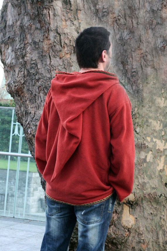 Renaissance hoodie Pixie hippy elven hood Psy fleece festival rave hoodie SCA medieval hood pointy hood rusty orange PAYMENT PLAN