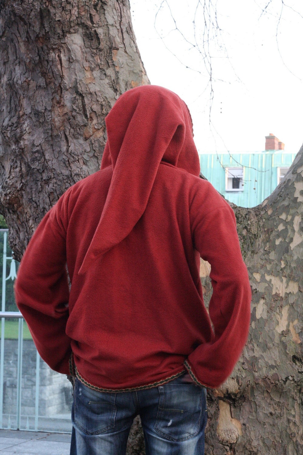Renaissance hoodie Pixie hippy elven hood Psy fleece festival rave hoodie SCA medieval hood pointy hood rusty orange PAYMENT PLAN