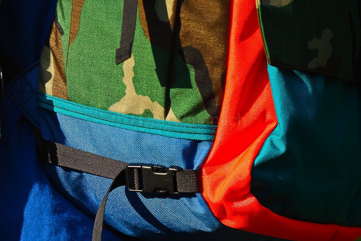 S A L E // Large Backpack -- Blue, Camo and Orange -- Limited Edition -- Ready to ship.