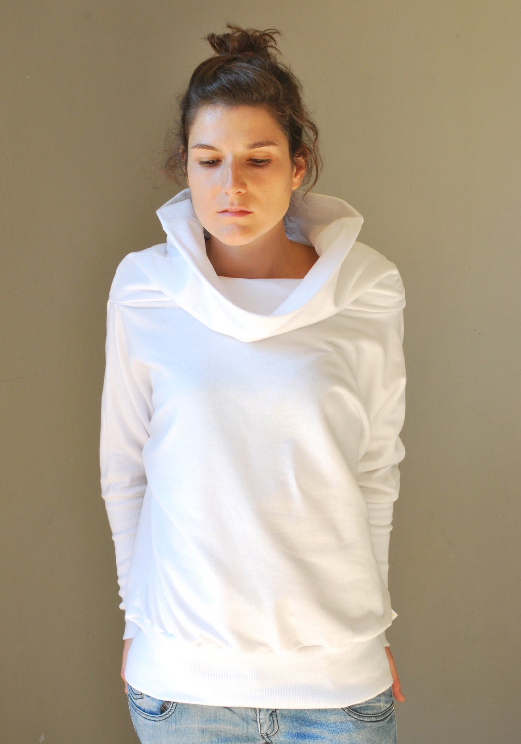 White Japanese Sleeves Winter Women sweater / Gift for her / Women fashion