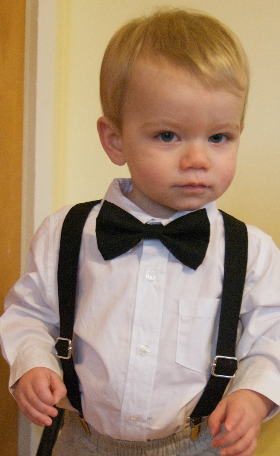 Bow Tie & Suspenders Set - ANY SOLID COLOR  - Baby Toddler Child Boys - photo prop