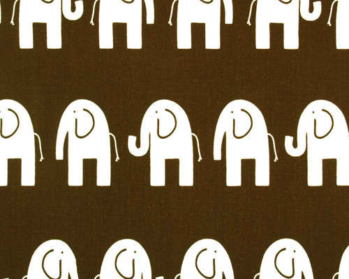 Custom Rod Pocket Curtains-Pair-Elephant, brown and white