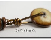 Antique Brass and Ceramic Beaded Earrings
