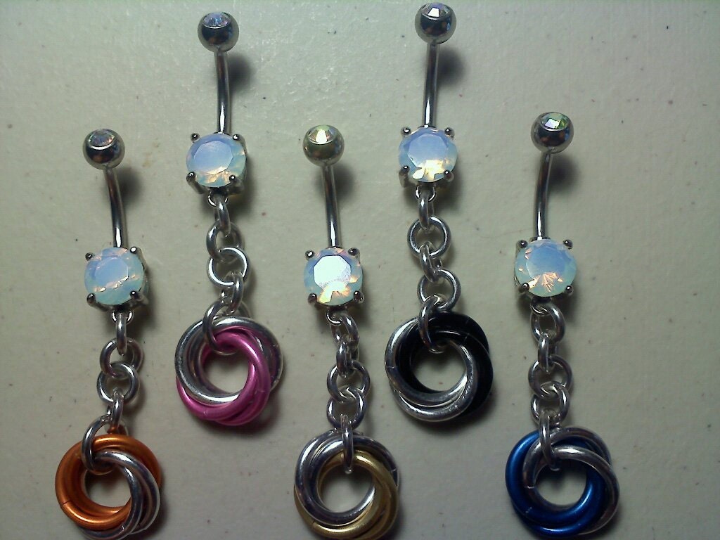 Handmade Chainmail Rosebud Navel Jewelry