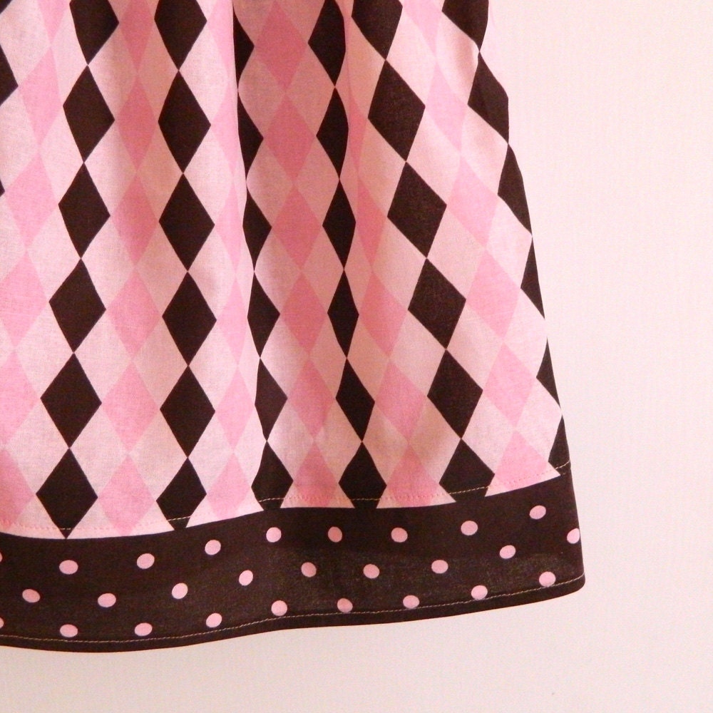 Pink & Brown Diamond Pillowcase Dress - made to order 0 - 12 months
