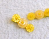 Button Hair Clips - Yellow - set of 2