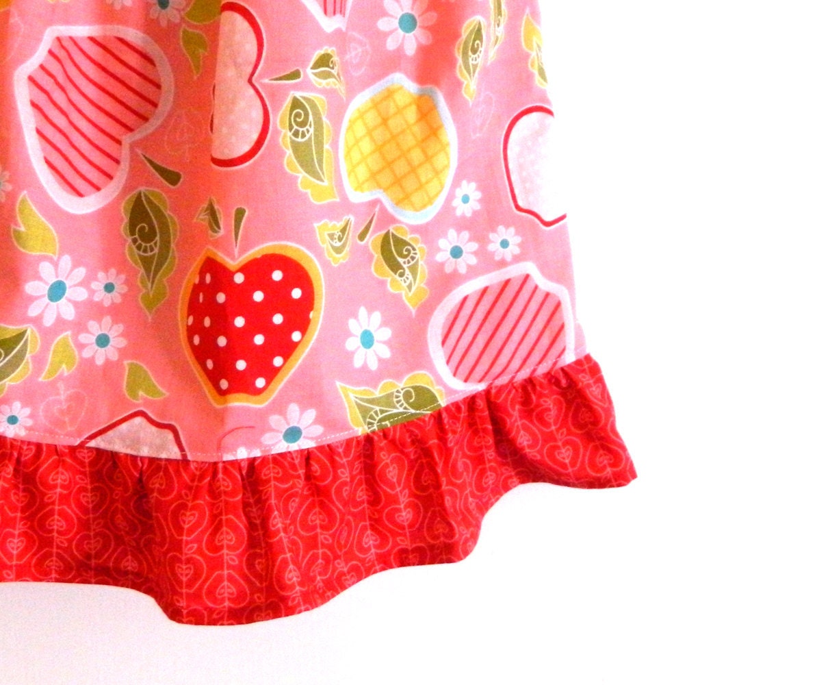 Pink Apple Dress - Toddler Pillowcase - made to order 12 - 24 months 2T 3T 4T 5T
