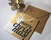 Reindeer with an Ornament in his Antler - Hand Screenprinted Christmas Card