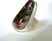 Large Fire Agate Sterling Silver Ring