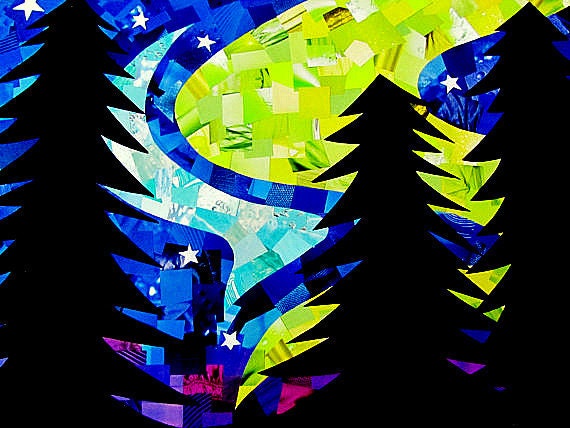 Northern Lights - Original Nature Paper Collage