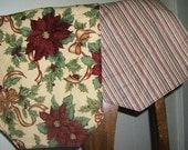 Christmas Table Runner, Poinsettia Table Runner, Reversible Table Runner, Red and Green Stripes