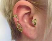 The Mirkwood Collection Reversible Mirkwood Ear Cuff Green Wire Leaf Cuff Elf Elvish