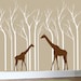 Safari wall decal - silhouette white birch trees wall decal - white tree decal - giraffe decal -